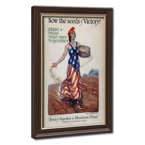 Drapeau américain Victory Garden Affiche sur toile avec cadre suspendu 30,5 cm
