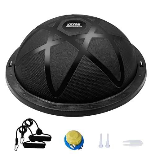 VEVOR Halb-Gymnastikball-Trainer, 23 Zoll Balance Ball Trainer, 660 lbs Tragkraft Stabilitätsball, Yoga-Ball mit Widerstandsbändern und Pumpe, Kraft-Fitnessball für das Heim-Fitnessstudio
