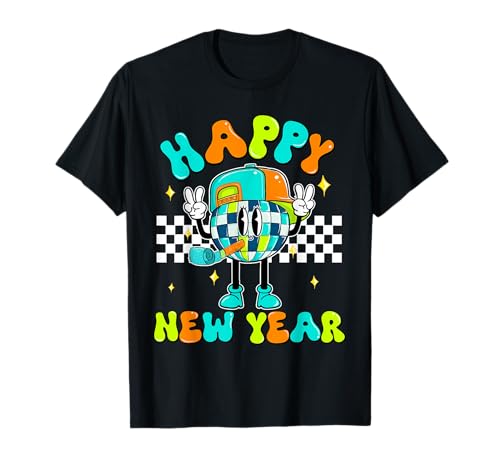 Checkered Happy New Year 2026 Disco Ball New Year Eve Party T-Shirt