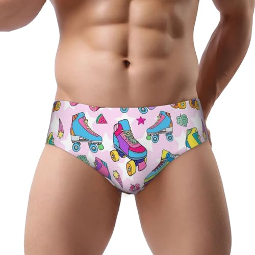 Bonitos patines para hombre, sin bragueta, con bolsa de apoyo, cómodos y suaves para hombre, Multicolor, L