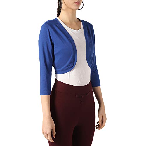 Image of PepTrends Solid Cotton Knitted Short Shrug with Front Open