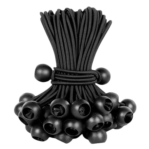 10 Pcs Bungee Cords With Balls, Tarpaulin Ties, Bungee Balls, Tarpaulin Bungees Cord, Elastic Bungees Ties, Heavy Duty Strap Ball, for Tents, Banners, Household, Camping, Tarps(15cm, Black)