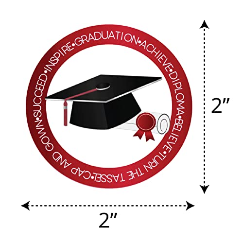 Pink Pixie Studio 50- Red Graduation Stickers, Envelope Label Seals, Thank You Cards, Invitations, Party Favor Supplies Made In The Usa #TOP1