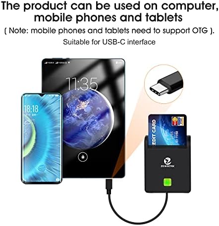 ZOWEETEK ID Card Reader, Type C Smart Card Reader for Portuguese,Spainish, Belgian,latvia,Estonia,German and more,Compatible with Windows