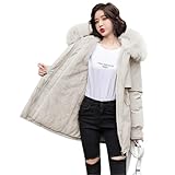 [Ｍｉｎｅｓａｍ] モッズコート レディース ダウンジャケット ベンチコート レディース 防寒ジャケット 裏起毛 中綿ジャケット フード付き 防風 暖かい 冬 (ホワイト,XL)