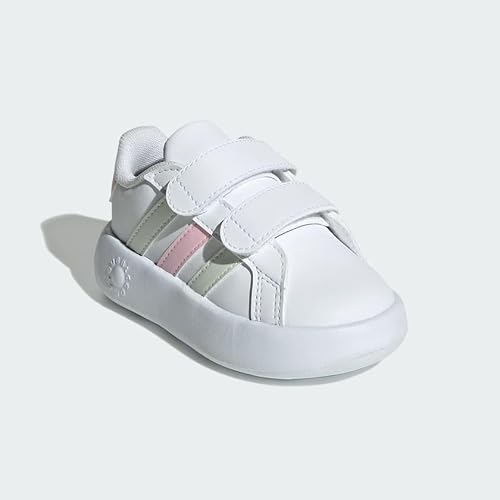 adidas Kids Grand Court 2.0 Shoes (Toddler) Sneaker, White/Crystal Jade/Clear Pink, 9 US Unisex