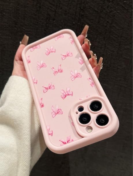 Image of COVERLY Bow Pattern Back Case Cover for iPhone 12 Pro | Hot Ribbon Bow Cute Design | Camera Lens Protection | Soft TPU Silicone Fashion Aesthetic Printed Cover for Girls & Women (Pink, Shockproof)