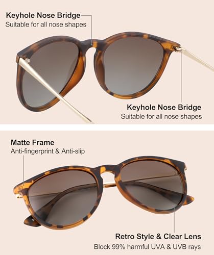 JOOX Polarized Vintage Sunglasses for Women, Round Designer Style Sun Glasses with UV Protection Lens4