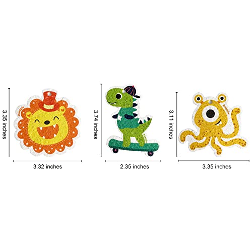 Image of 3pcs Compressed Wood Pulp Sponge Scrubber, Cute Cartoon Dual-Sided Reusable Dish Washing Cleaning Sponges Brush, with Lanyard, Individually Packaged, Household Cleaning Supplies