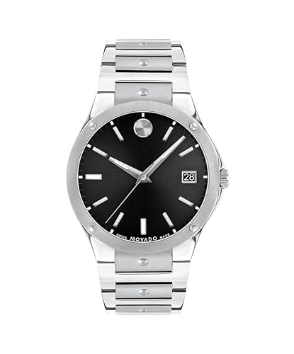 Movado SE Men's Watch - Swiss Quartz Movement, Stainless Steel Link Bracelet - 5 ATM Water Resistance - Luxury Fashion Timepiece for Him - 41mm