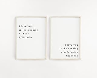 NATVVA I Love You In The Morning Print Poster Set Of 2 Prints Wall Art Canvas Artwork Wall Decor Prints Painting Art Prints Picture Nursery Decoration No Frame