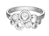 Wunderschöne Damen Silber Messing Ring besetzt mit Weiß Zirkonium-Breite: 1.1 cm