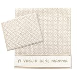 Festa mamma – Toallas personalizadas, juego de 2 piezas de esponja de baño de esponja, cara + invitado, algodón 100% Made in Italy (TVB MAMMA ECRU)