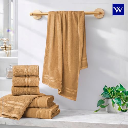 Image of Welspun 100% Cotton Quik Dry Bath Towel | High Absorbency Super Soft, Fast Drying Towels for Bath | 380 GSM Large Size 1 Piece Bath Towel for Men and Women | Sized 70cm X 150cm Beige