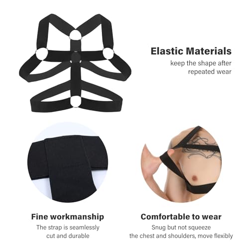 Image of Mens Harness Belt Nylon Elastic Body Shoulder Strap Sexy Halter Club Wear Cosplay Costume