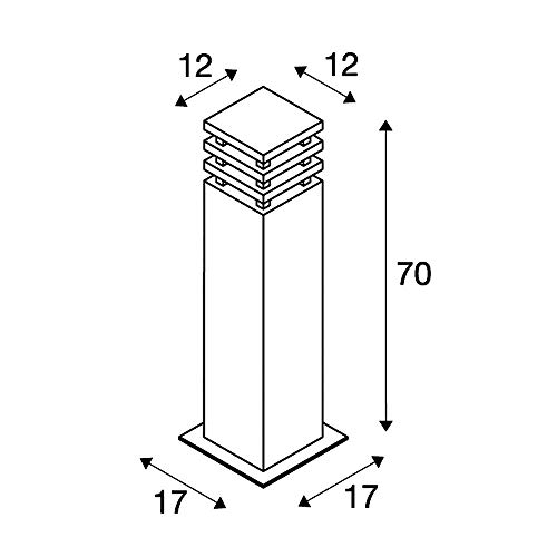 Rusty Square 70 SLV borne IP55 E27 pour balisage extérieur acier
