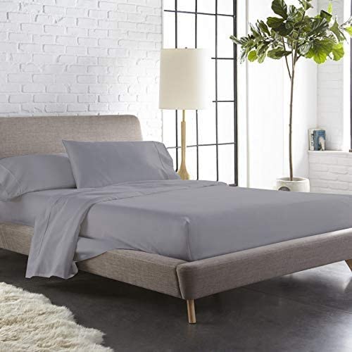 Image of 1800 Brushed Microfiber Bedsheet | Bedsheets | Bed Sheet | chadar - Soft and Breathable - Flat Sheet with 2 Pillow Cover - Double Size Light Grey Solid