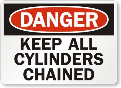 Étiquette Danger Keep All Cylinders Chained signalisation de sécurité autocollante en vinyle