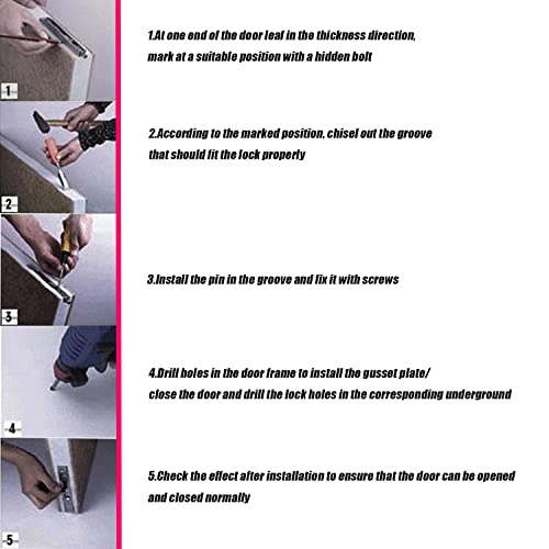 Autoly 2Pcs 6 Inch French Door Lock,Stainless Steel Concealed Slide Lock Bolt Lever Action Latch With Screws,For Doors And Windows,French Doors, Composite Doors,Dummy Doors,Wood Doors,Double Doors #TOP3