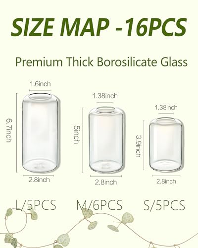 ZENS Bud Vases in Bulk Set of 16, Modern Small Glass Vases for Flower Clear Bud Vases for Wedding Centerpiece, Modern Blown Small Vase for Flowers, Wedding Party Events Decorative Home Decor - Image 4