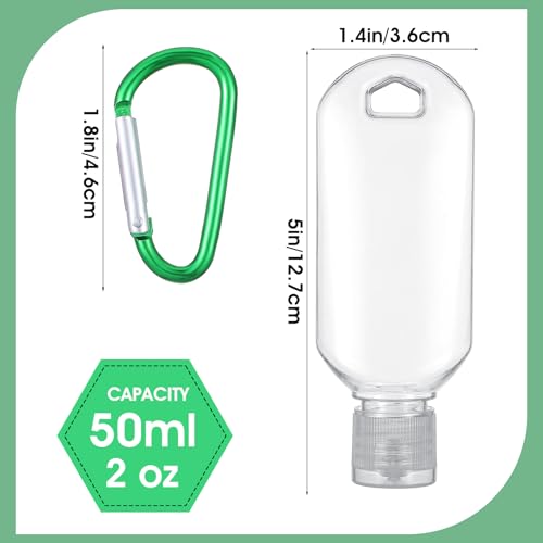 50 Pcs Traveling Bottles with Keychain 2oz Clear Keychain Bottle Plastic Keychains Empty Refillable Liquid Packing Container Squeeze Plastic Bottle with Lid for Liquid Cream (Rectangle)2