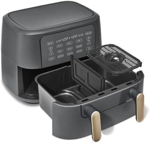 Miniatura 8 de Freidora de aire eléctrica de tres zonas de 9 cuartos de galón con horno activado por tacto, control de temperatura, cesta antiadherente, guía