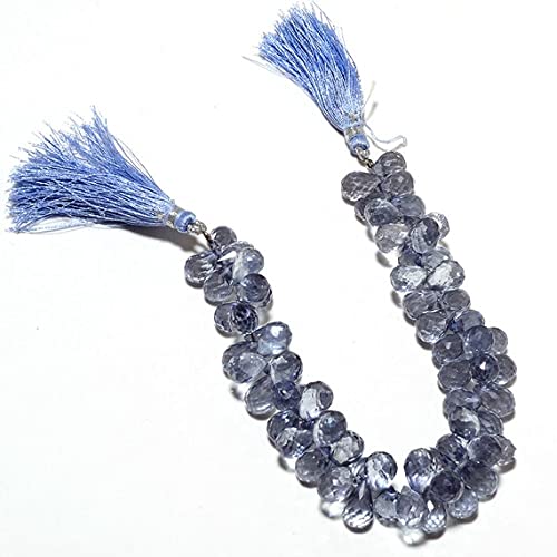 Perles cristal de roche briolette iolite de 8x12mm parfaites pour offrir en cadeau de création
