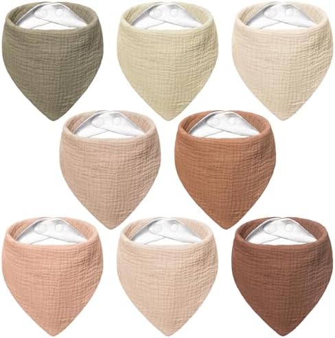 Bearmoss Lätzchen Baby Dreieckstuch Baby Musselin Halstuch Baby für Junge und Mädchen,100% Baumwolle Halstuch Baby Verstellbare 8 Stück