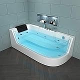 Home Deluxe - Whirlpool Badewanne - CARICA Rechts weiß mit Heizung und Massage - Maße: 170 x 80 x 59 cm | Eckwanne, Indoor Jacuzzi