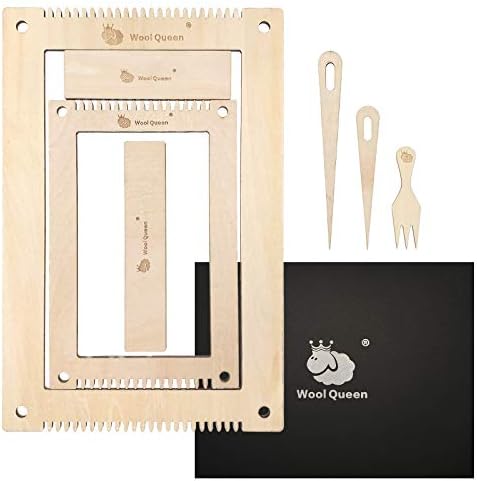 Wool Queen Rectangle Weaving Loom Kit 5.3''x7.8'' ,7.9''x11.8'' 2 Set with Weaving Needles Suit for Kids, Beginners and Weaving Lovers