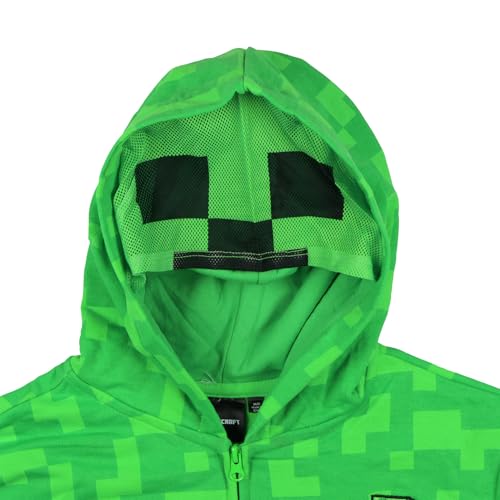 Minecraft Jacket Boys Creeper Fleece Gamer Zip Up Hoodie (4/5) Green3