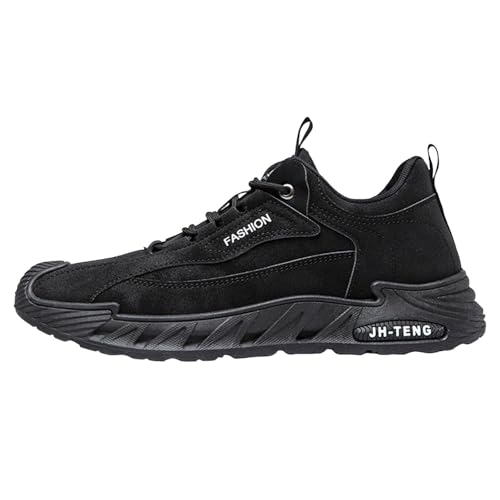 Image of Generisch Trainers Men's Running Shoes Sports Shoes Fashionable Men's Low Top Lace-Up Shoes Retro Suede Soft Sole Sports and Leisure Shoes Shoes Black, black, 9.5 UK