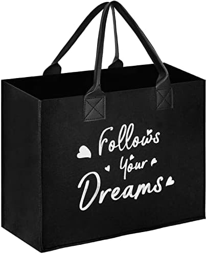 Muspower Personalized Initial Felt Beach Bag,Large Reusable Grocery Bags Shopping Handbag with Leather Handle & Zipper Pocket, Gift Tote Bag for Women Friends Bride Wedding Birthday Beach Holiday