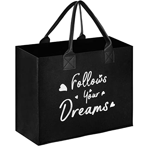 Muspower Personalized Initial Felt Beach Bag,Large Reusable Grocery Bags Shopping Handbag With Leather Handle & Zipper Pocket, Gift Tote Bag For Women Friends Bride Wedding Birthday Beach Holiday #TOP13
