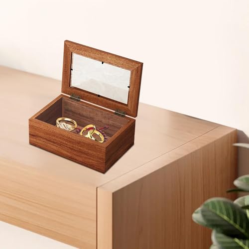 RadianceBiz Caja de Madera con Tapa de Cristal para Guardar Joyas, Antigua Y Resistente, Ideal para Guardar Objetos Diversos, Arte Y Pasatiempos, S - imagen 5