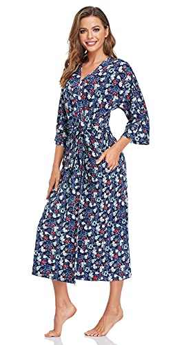 Image of Women's Soft Robes Long Bath Robes Full Length Kimonos Sleepwear Dressing Gown,Solid Color