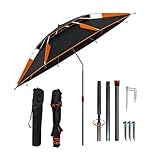 TUIBEIDAMAI Parasol de Plage Ø 160cm avec Manchon de Sol, Pivotant à 360°, Parasol de Plage Pliable avec Sac de Transport, Coupe Vent, Stable, Protection Solaire UV 50, pour Balcon, Jardin, Terrasse