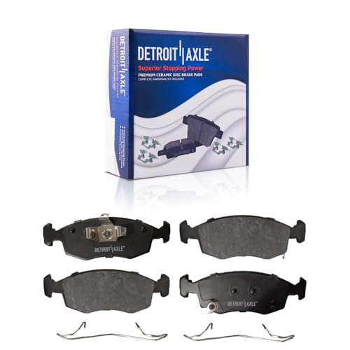 Image of Detroit Axle - 4pc Front Brake Kit for 2013 2014 2015 2016 2017 2018 2019 | Fiat 500, Disc Brake Rotors Ceramic Brake Pads Replacement 11.18 inch inch Rotors