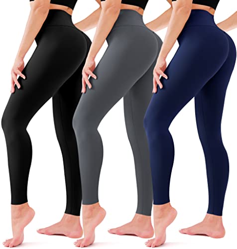 3er-Pack Leggings für Frauen, keine durchsichtig, hohe Taille, Bauchkontrolle, Yogahose, Workout, Laufen, Leggings Cover