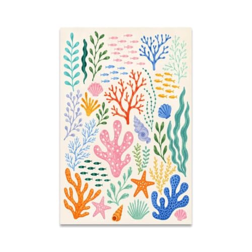 Coral Reef Poster Tropical Sea Life Ocean Theme Canvas Wall Art