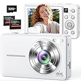 Digitalkamera 4K 64MP Fotokamera Fotoapparat Doppelkamera mit Autofokus, Blitz, 16X Zoom, Anti-Shake, 32-GB-Karte, kompakte Vlogging Kamera für Kinder Jugendliche‌ Erwachsene Anfänger Weiß