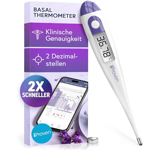 Digitales Basalthermometer, Hochpräzision bis auf 1/100 Grad, schnelle 60-Sekunden-Messung, Speicherabruf, genaues BBT-Thermometer zur natürlichen Ovulationsbestimmung von iProven.