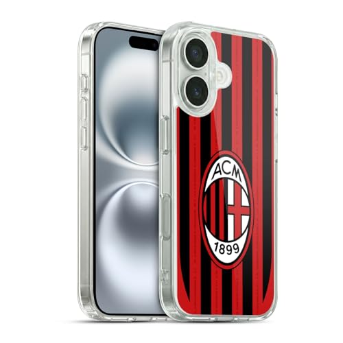 Head Case Designs Licenza Ufficiale AC Milan Home Kit per Stemma 2024/25 Custodia Cover in Morbido Gel Compatibile con Apple iPhone 16