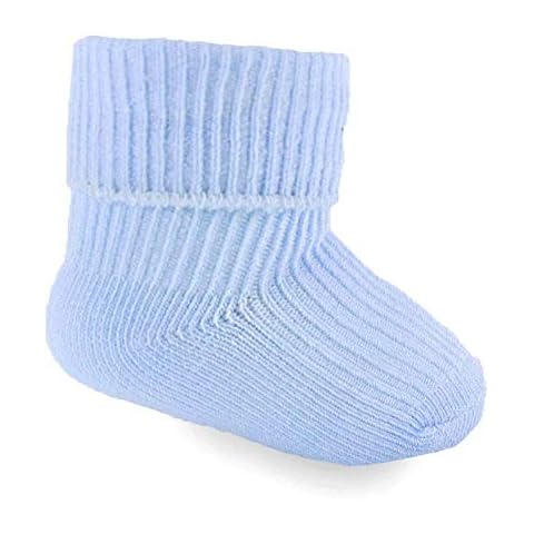 Baby Plain White Pink Blue Turnover Ankle Soft Socks Roll Top 0-3 Months (Blue, 0-3 Months) Cover