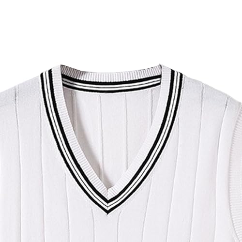 Men's V-Neck Vest Knitted Male Solid Plain Sleeveless Pullover Man Cable Skinny Casual Sweater3