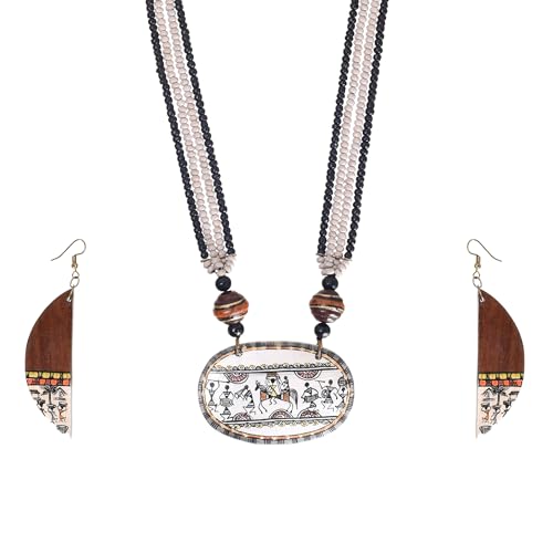 Image of AAKRITI ART CREATIONS Handcrafted Women's Jewelry Set - Ethnic Necklace and Earrings, Fashion Accessories for Special Occasions & Celebrations