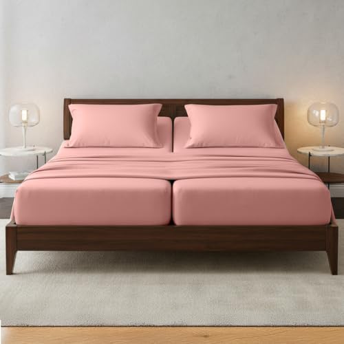 Image of Elegant Comfort Luxury 1500 Premium Hotel Quality Microfiber 5-Piece Sheet Set - Wrinkle Resistant, All Around Elastic Fitted Sheet, Deep Pocket up to 16 inch, Split King, Dusty Rose