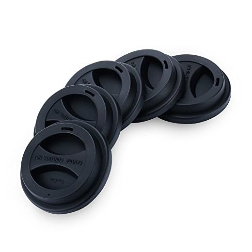 KSENDALO Coffee Mug Lids(3.15" Inner Diameter,3.43" Outer Diameter), Thicker Eco Reusable Silicone Travel Mug Lids, Silicone Cup Cover Set,Black(5pcs)