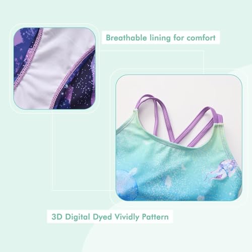 Image of Moon Tree Girls One Piece Swimsuits, Adjustable Double Straps Bathing Suits for Kids Girls Hawaiian Swimwear 3-16 Years