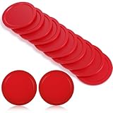 JJUNW 10PCS Mini Air Hockey Table Pucks, 2.5 in Air Hockey Puck Replacement, Sturdy Puck and Paddles Game Tables Accessories Compatible with Standard Pushers and Goals(red)